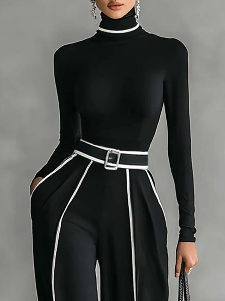 Sabina™ | Conjunto de cuello alto, manga larga y pantalón ancho