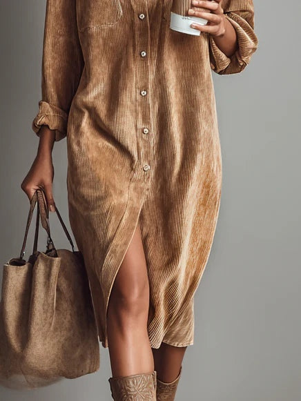 Helen™ | Vestido midi suelto de pana