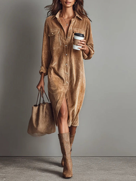 Helen™ | Vestido midi suelto de pana