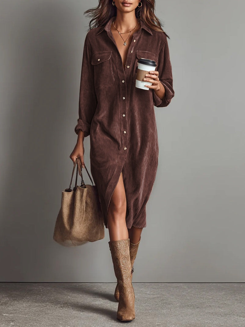 Helen™ | Vestido midi suelto de pana