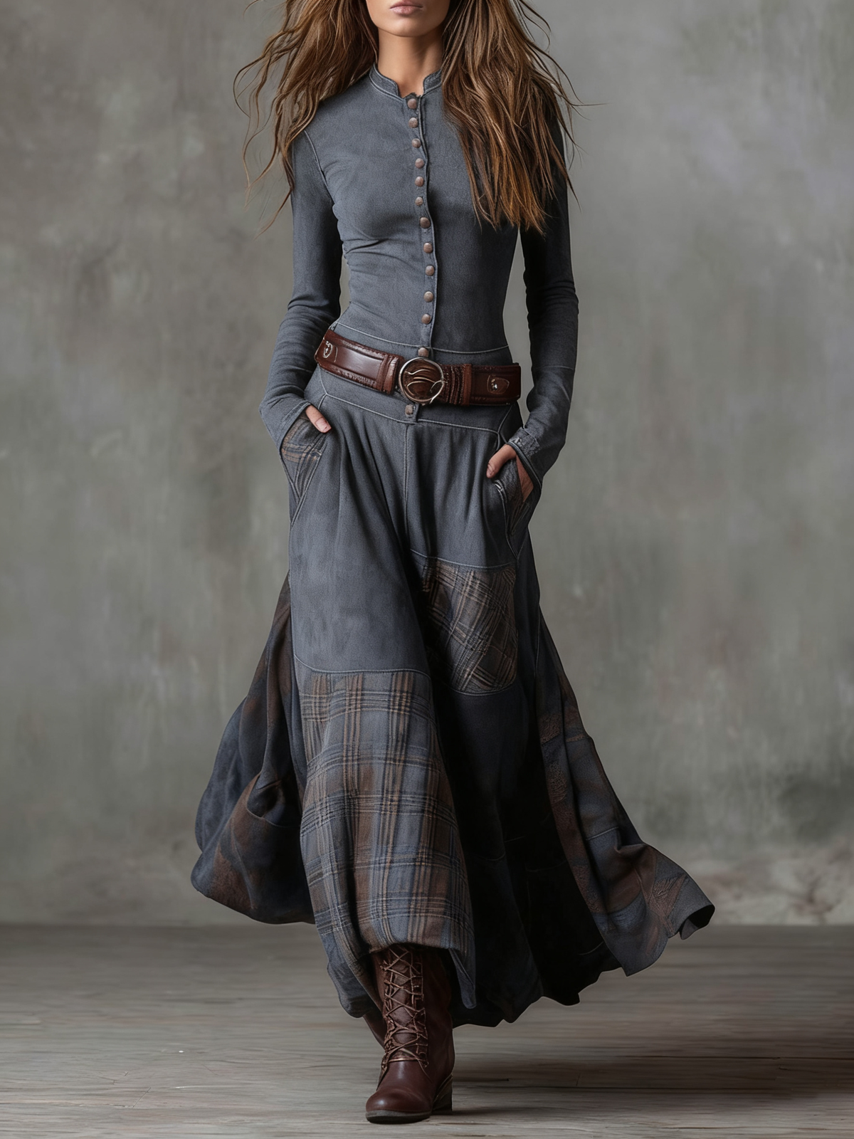 Livia™ | Vestido maxi efecto ante con cinturón