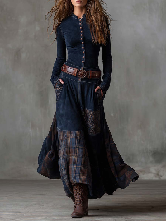 Livia™ | Vestido maxi efecto ante con cinturón