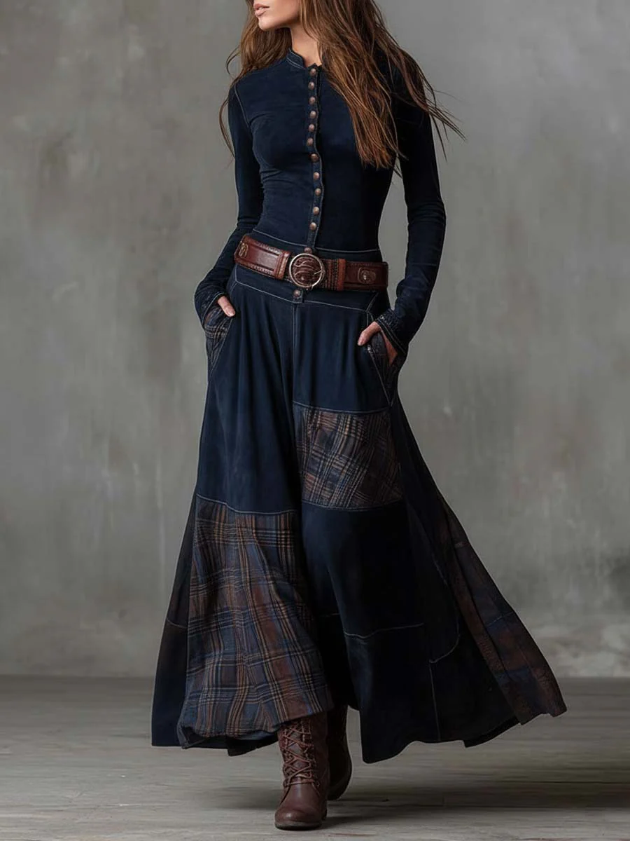 Livia™ | Vestido maxi efecto ante con cinturón