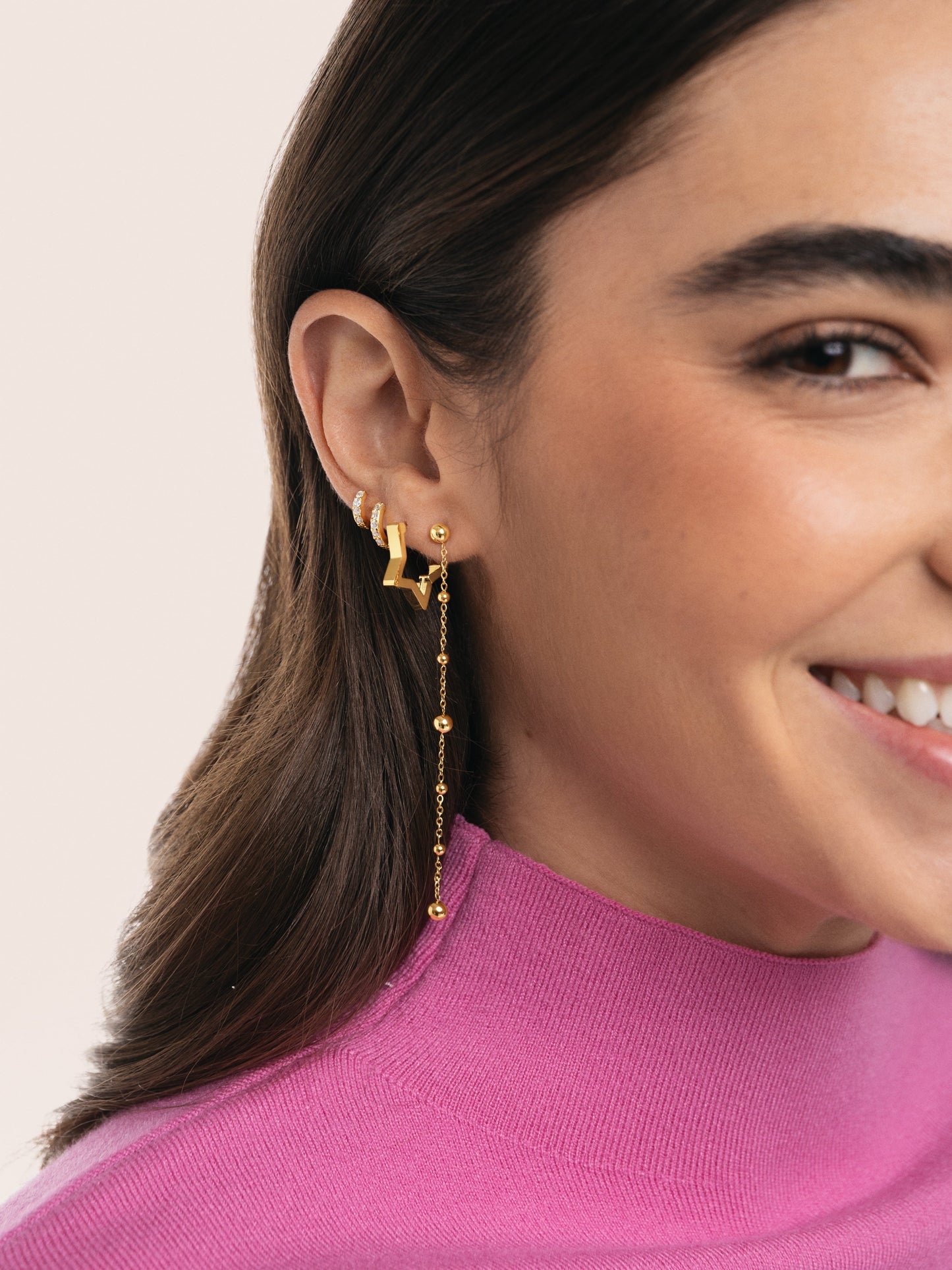 Pendientes Superstar Acero Baño Oro
