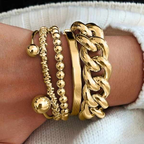 ÉCLAT | Set de 5 Pulseras Gruesas Apilables