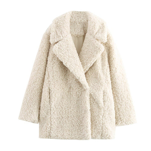 Abrigo teddy Arwena blanco visto de frente