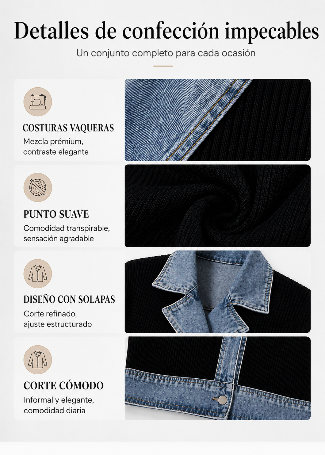 Celia | Abrigo de punto y denim para mujer