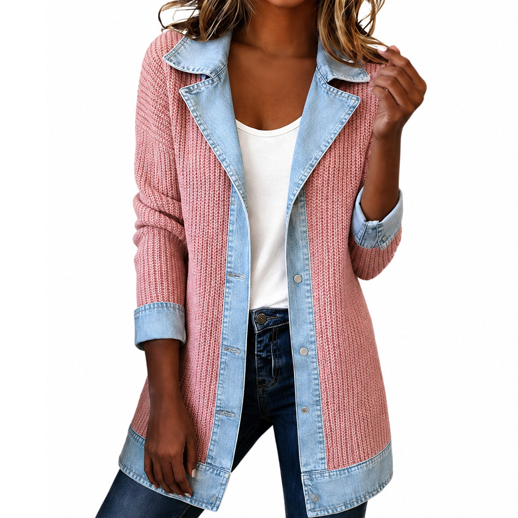 Celia | Abrigo de punto y denim para mujer