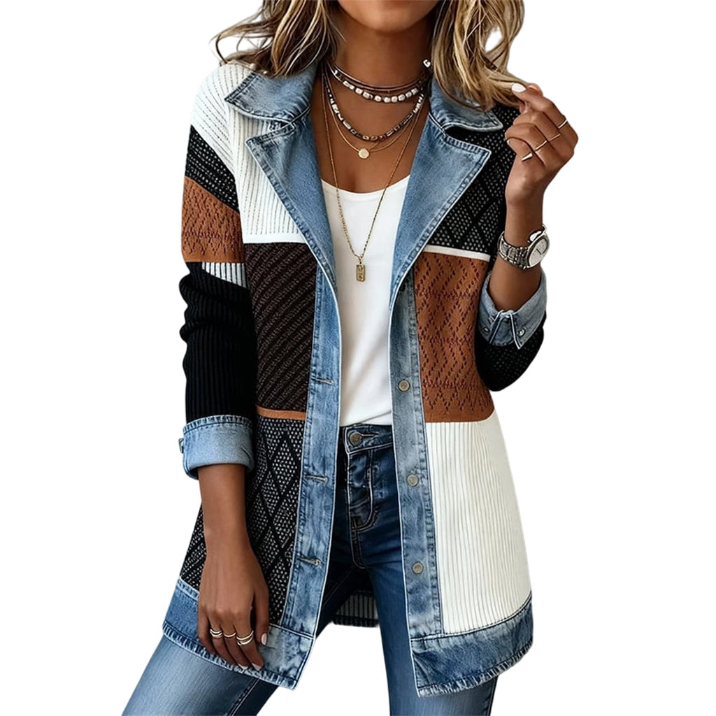 Celia | Abrigo de punto y denim para mujer