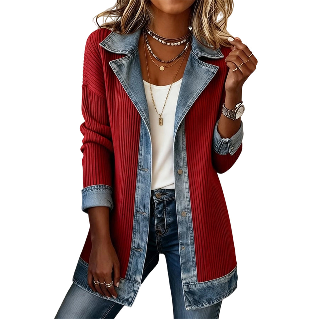 Celia | Abrigo de punto y denim para mujer