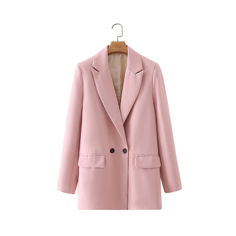 Blazer cruzada mujer corte recto solapas de pico - Greta
