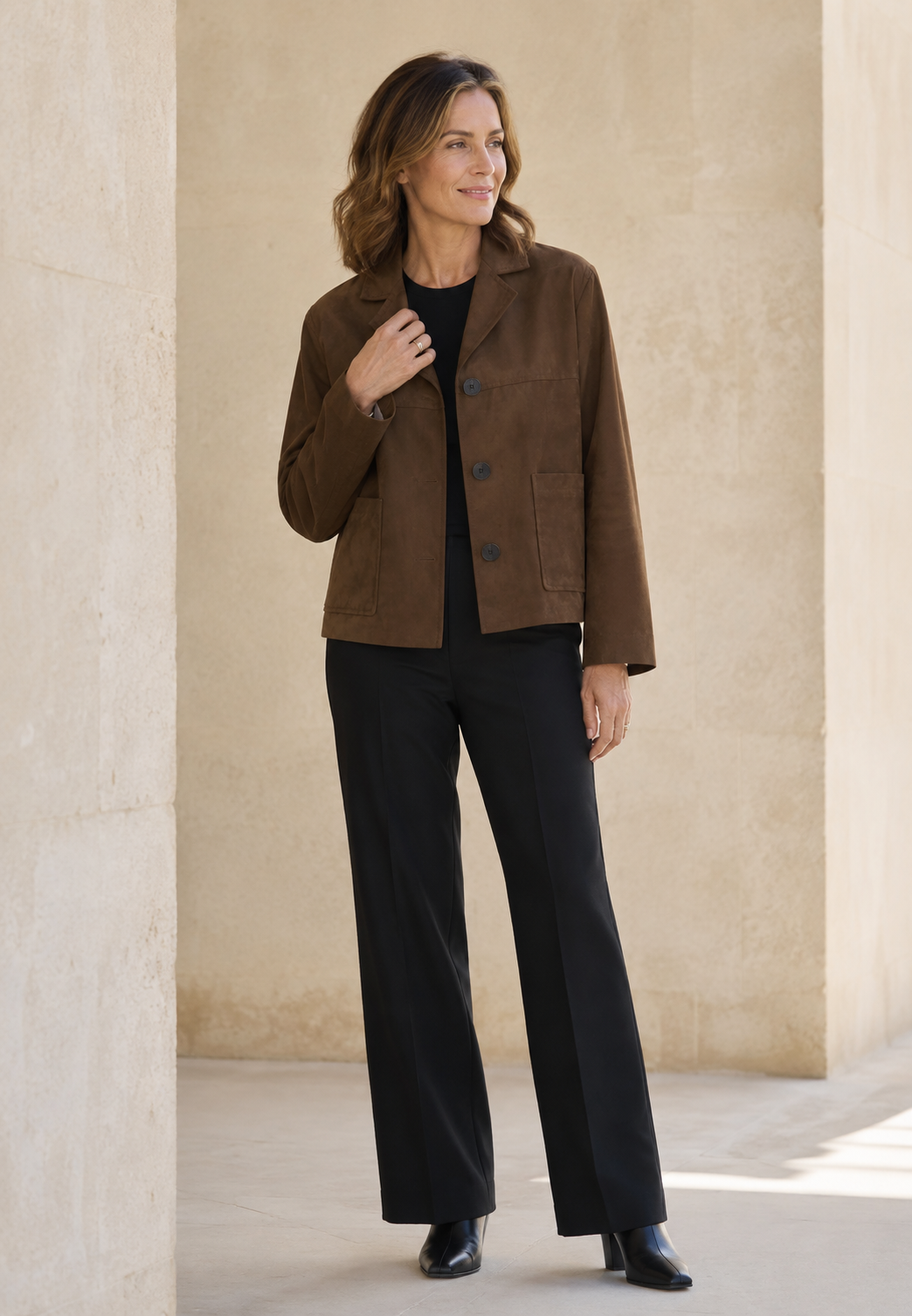 Blazer efecto ante para mujer con botones - Sarah