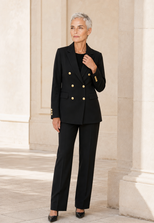 Blazer mujer doble botonadura solapas botones metálicos - Britta