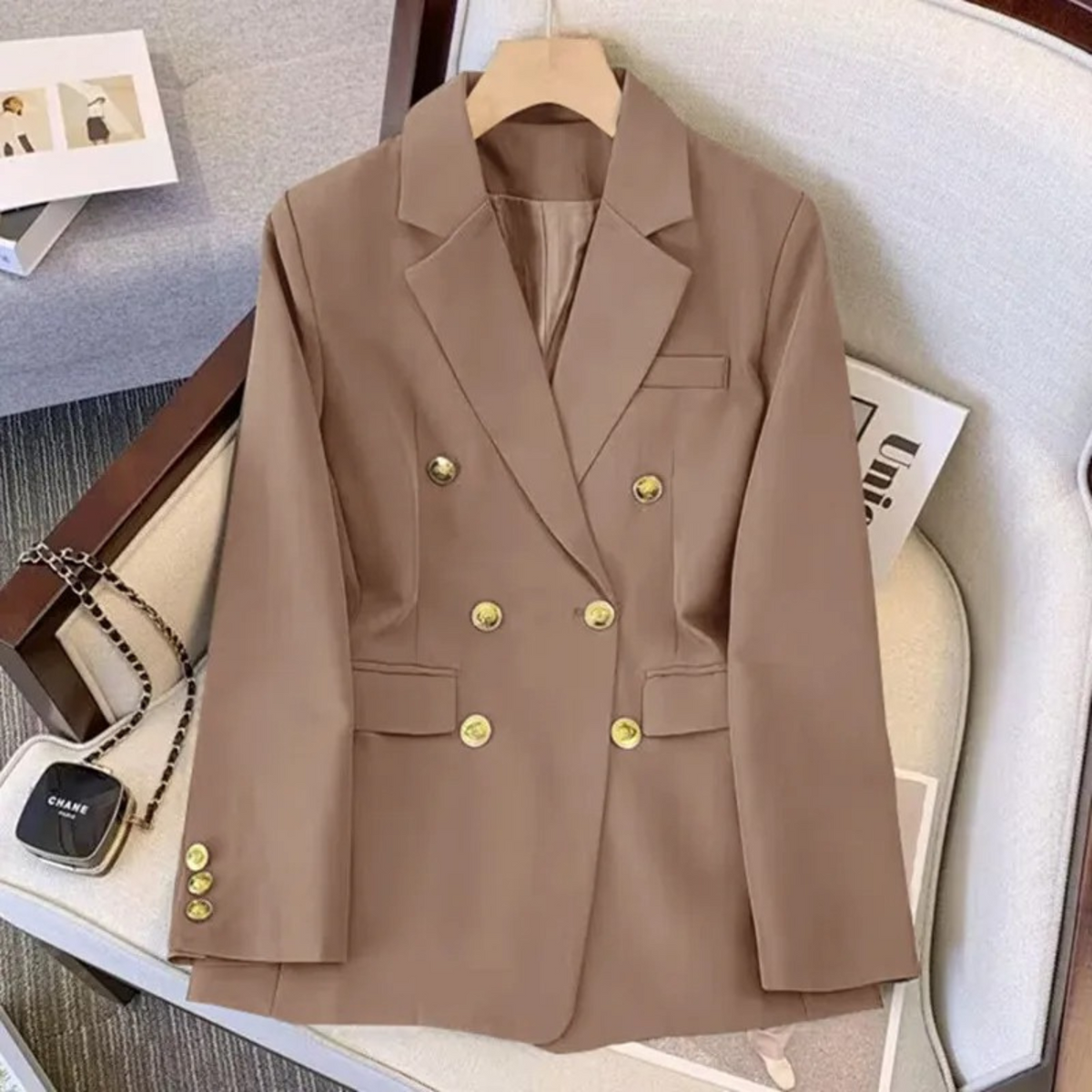 Blazer mujer doble botonadura solapas botones metálicos - Britta