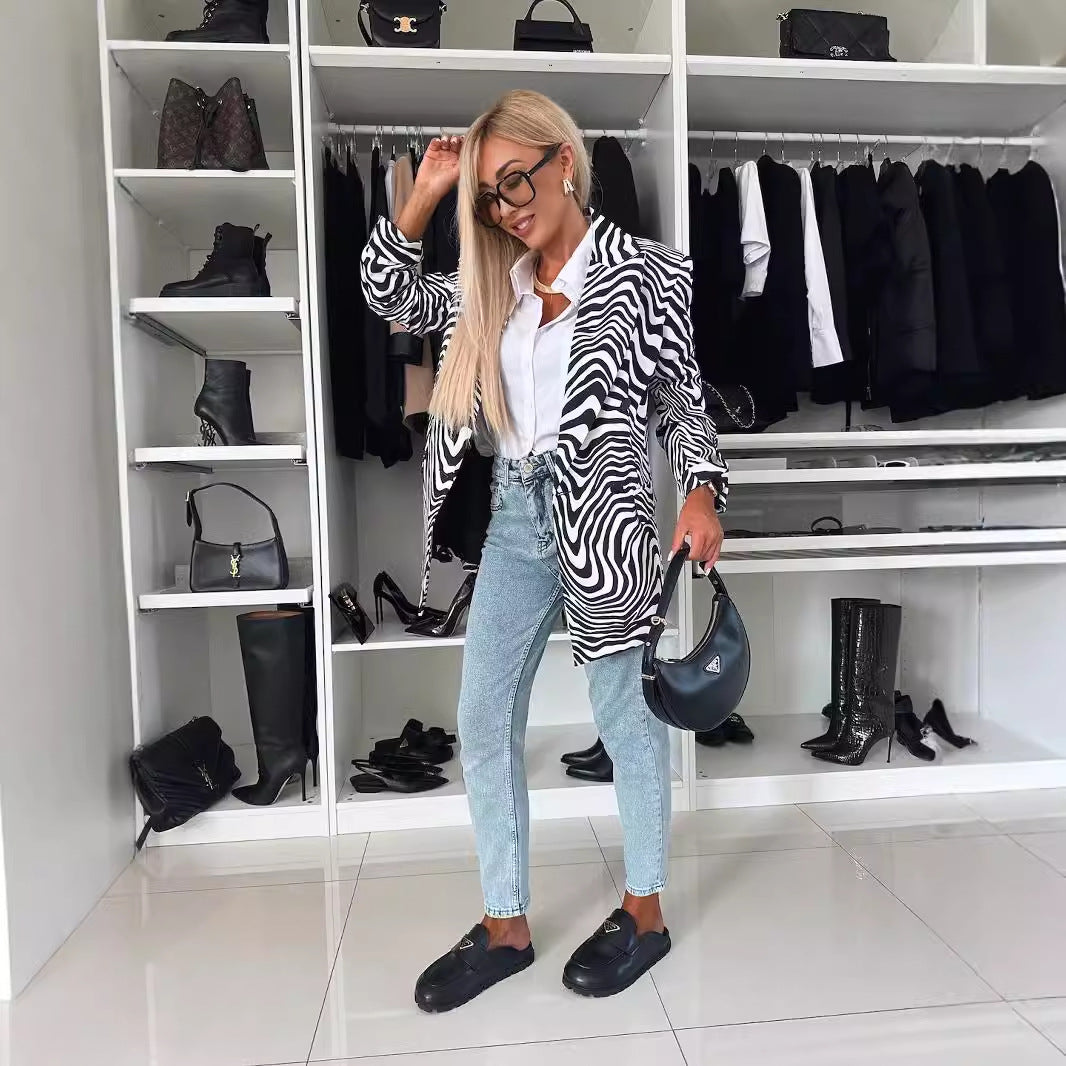 Blazer mujer estampado leopardo entallado - Romane