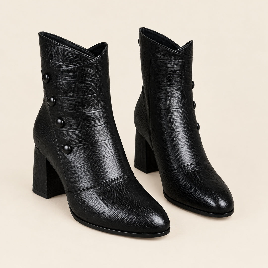 Botines de Tacón Ancho – Negro