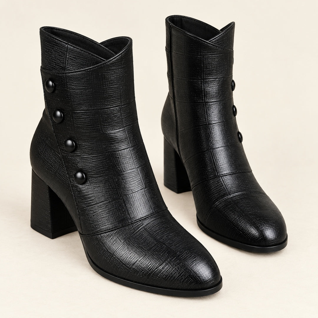 Botines de Tacón Ancho – Negro
