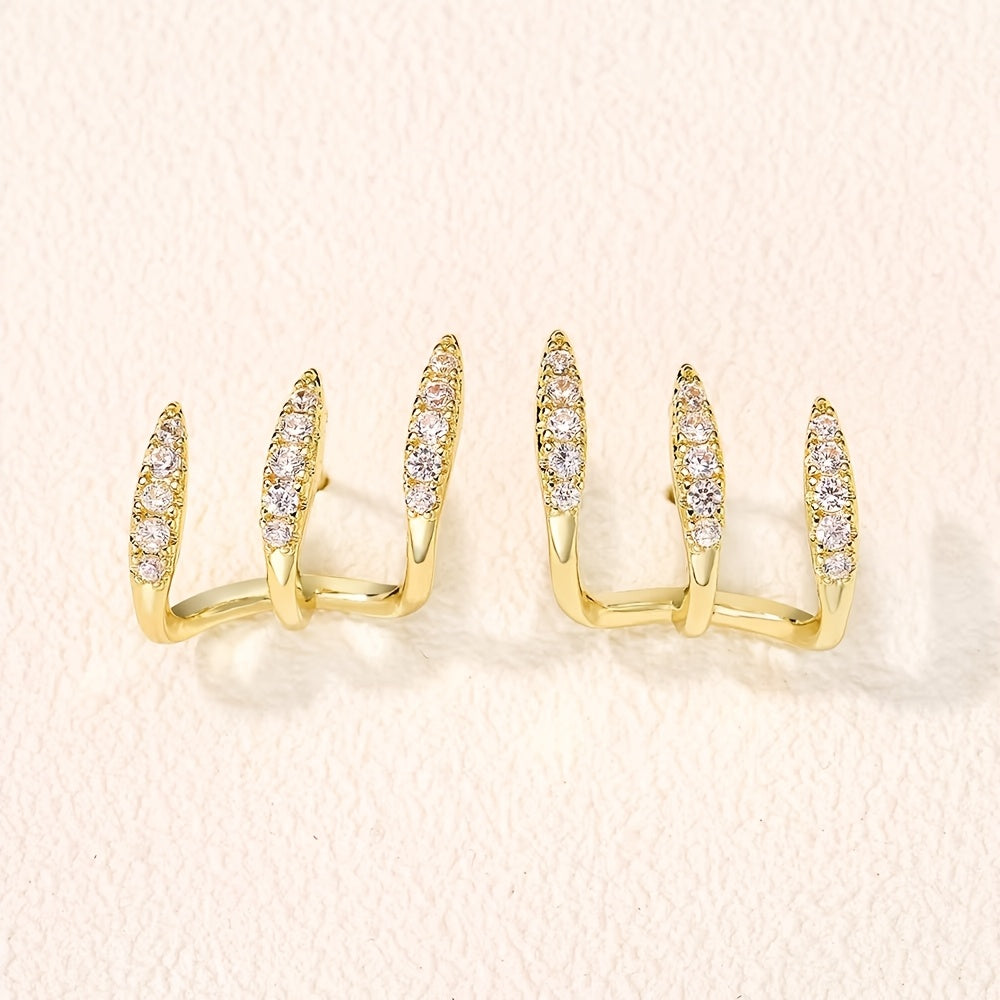Pendientes Elegantes Strass Tres Garras