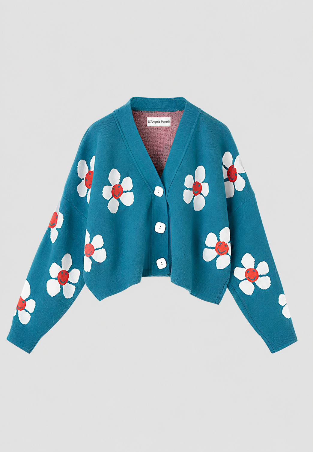 Cárdigan mujer estampado floral cuello pico - Santera