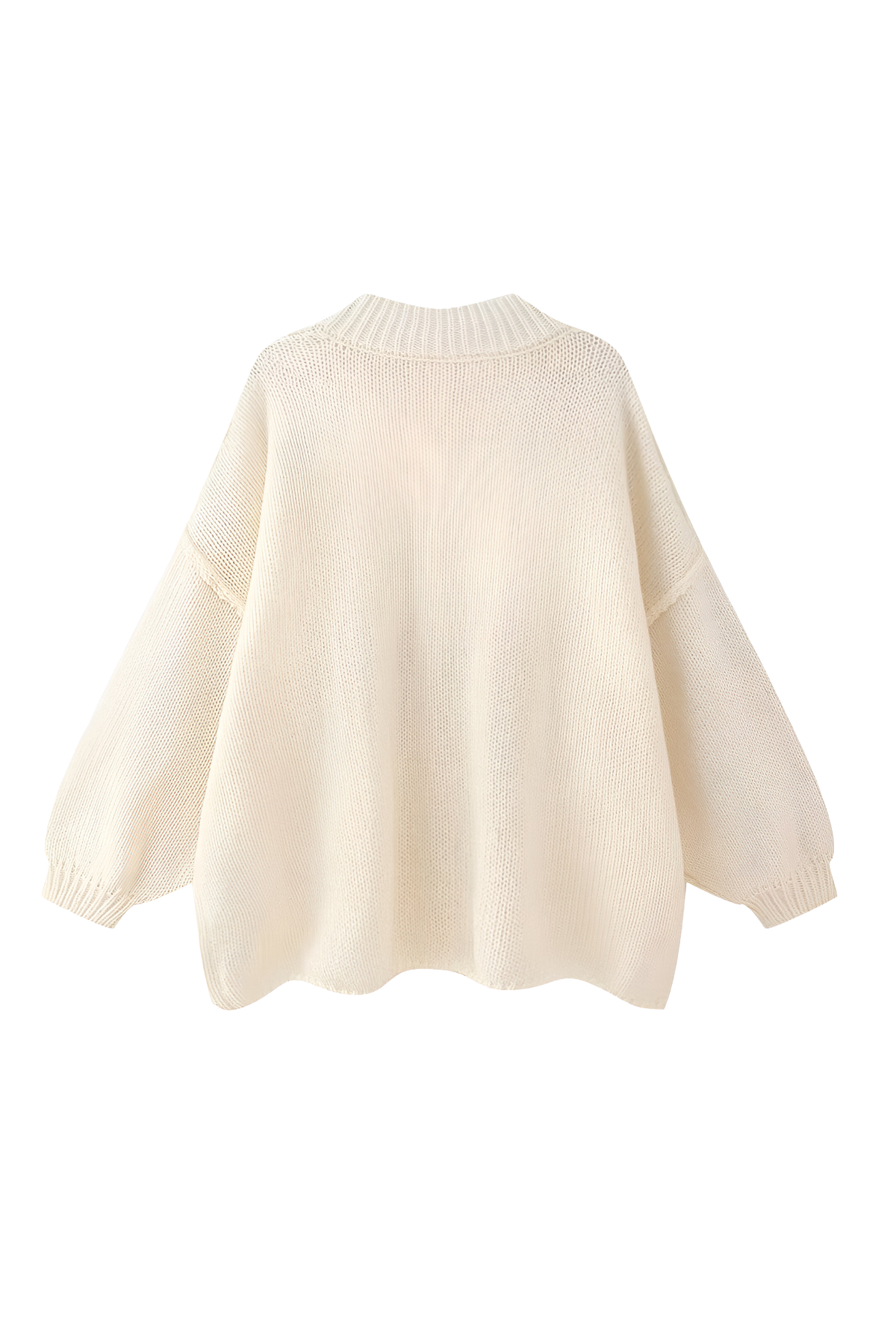 Cárdigan oversize punto grueso cuello alto botones metálicos - Koranna