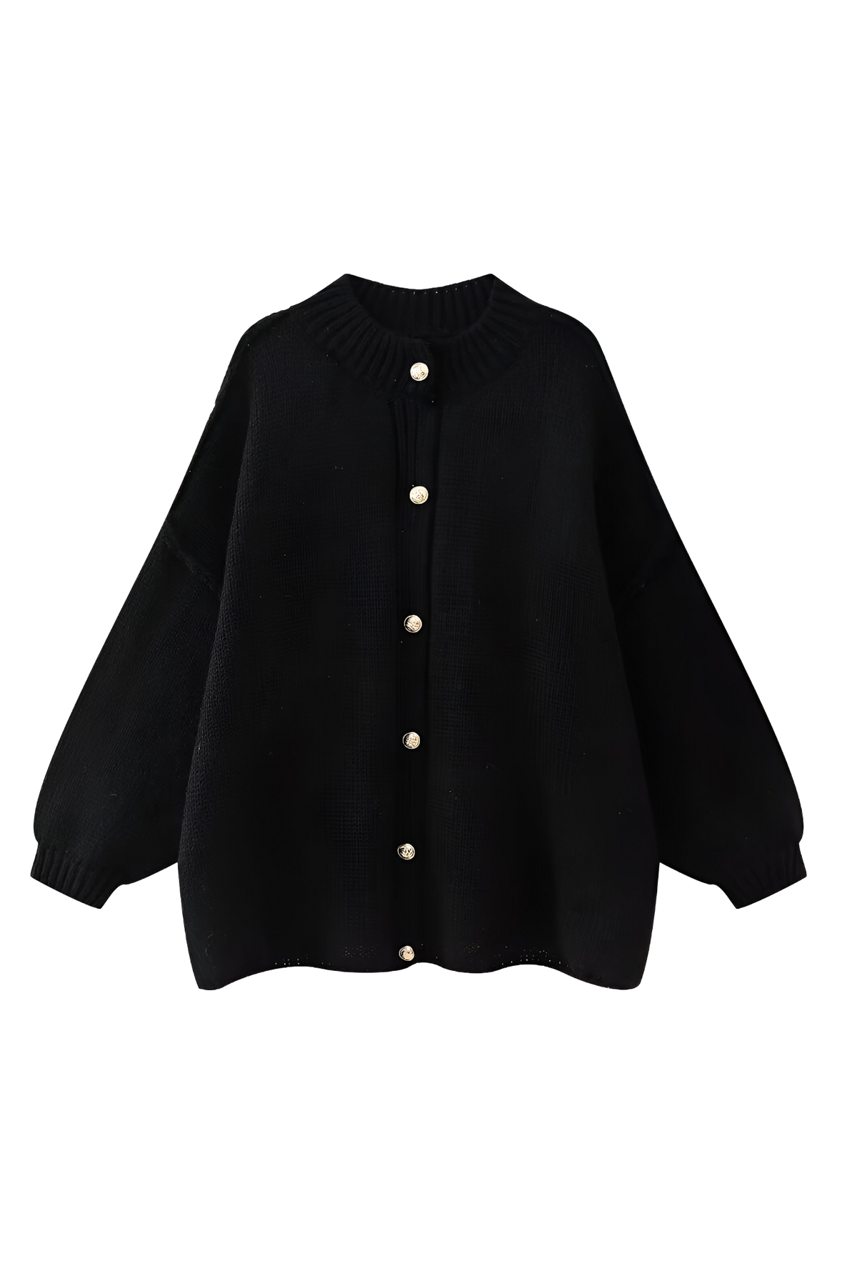 Cárdigan oversize punto grueso cuello alto botones metálicos - Koranna