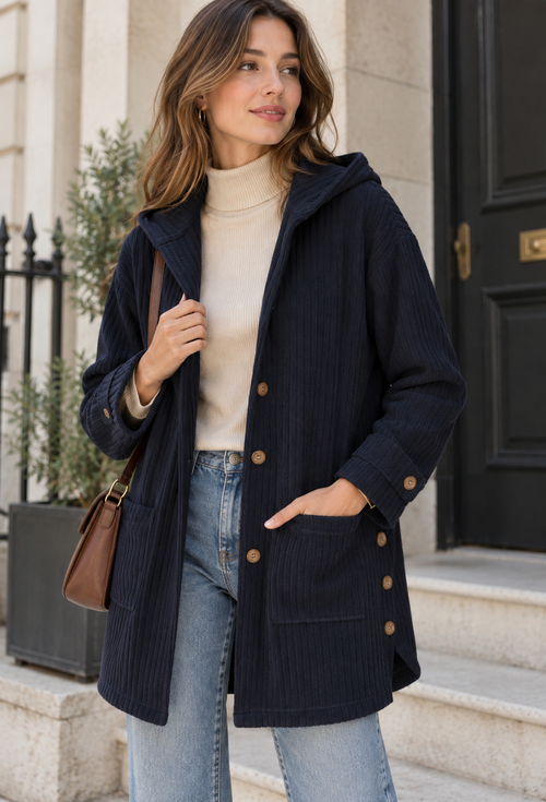 Capucha de la chaqueta Coralie en azul marino