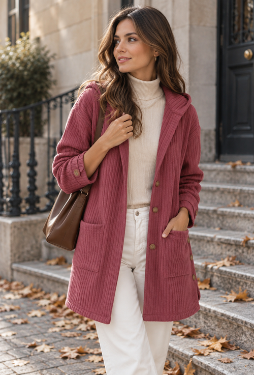 Botones del delantero de la chaqueta Coralie en rosa