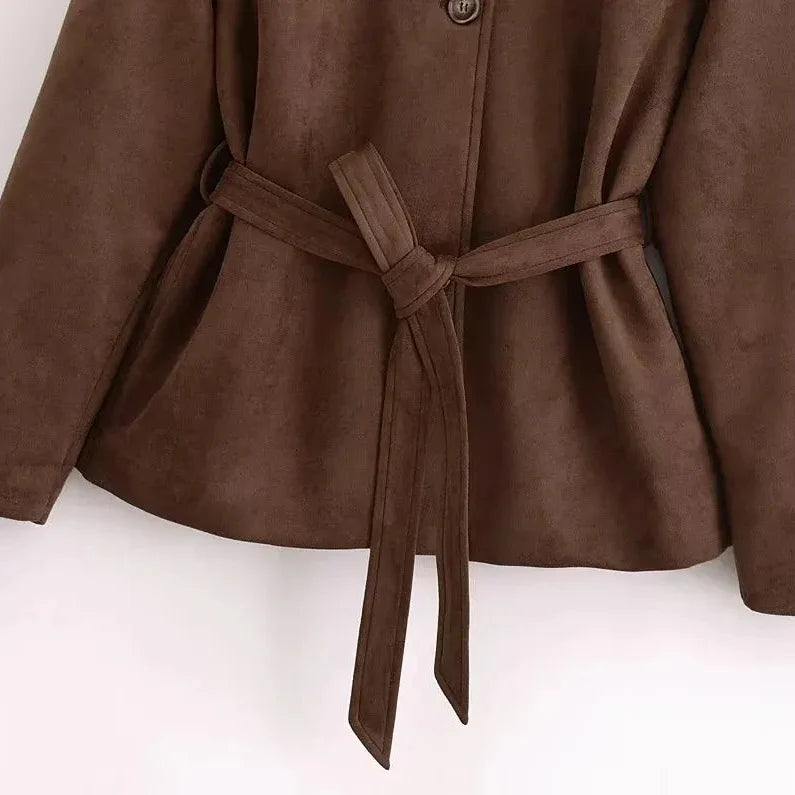 Chaqueta de ante con cinturon para mujer - Avelise