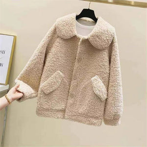 Abrigo efecto polar en beige