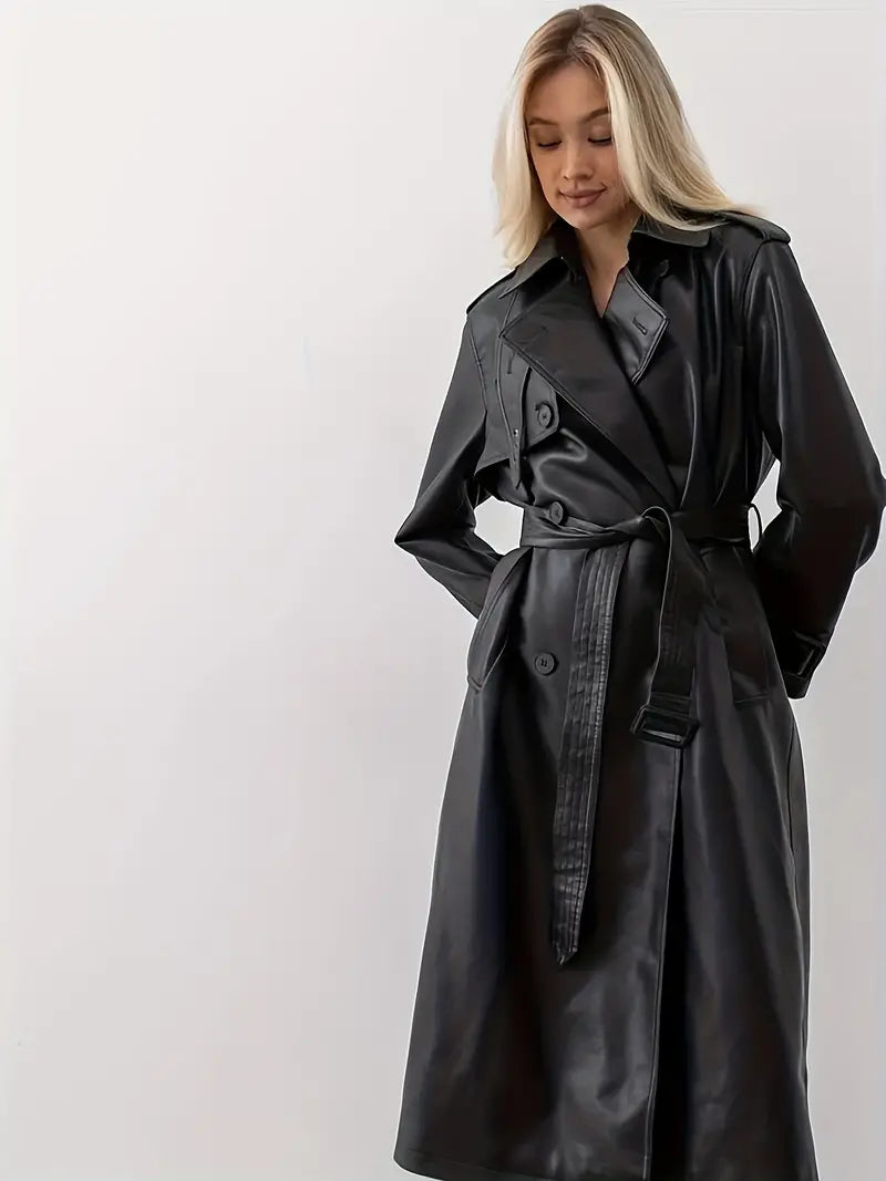 Gabardina de cuero con cinturón - Hayle