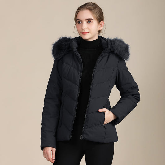 Chaqueta para mujer acolchada con capucha afelpada - Nerise