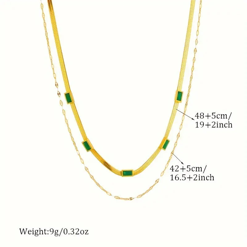 ÉCLAT | Collar de Oro Doble con Esmeralda Vintage