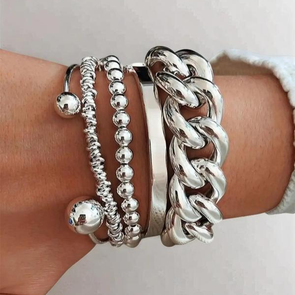 ÉCLAT | Set de 5 Pulseras Gruesas Apilables