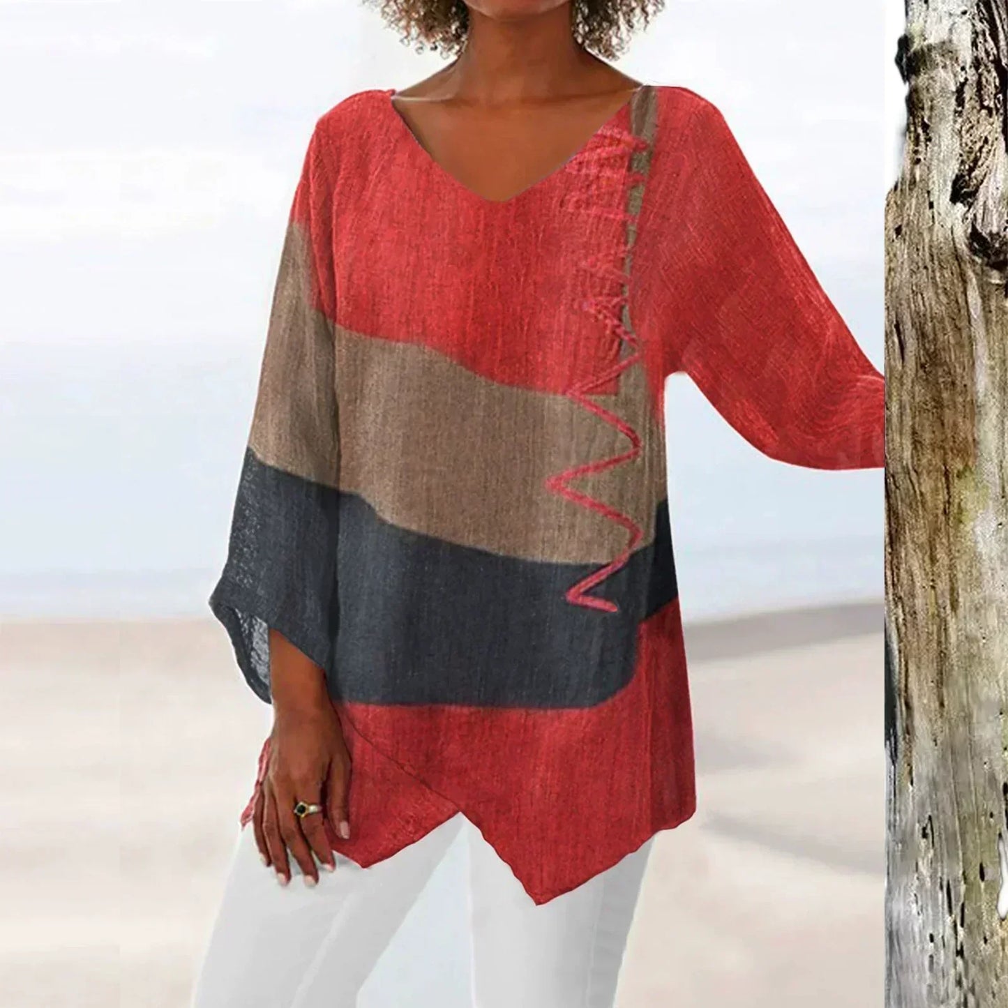 Blusa Elegante de Mujer con Estampado Artístico