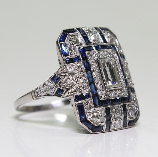 ÉCLAT | Anillo Vintage de Plata Brillante con Circonio Azul