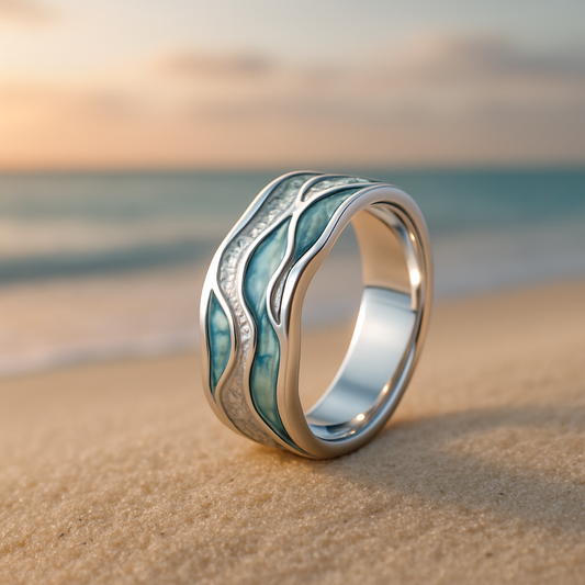 ÉCLAT | Anillo Ondas Turquesa en Plata
