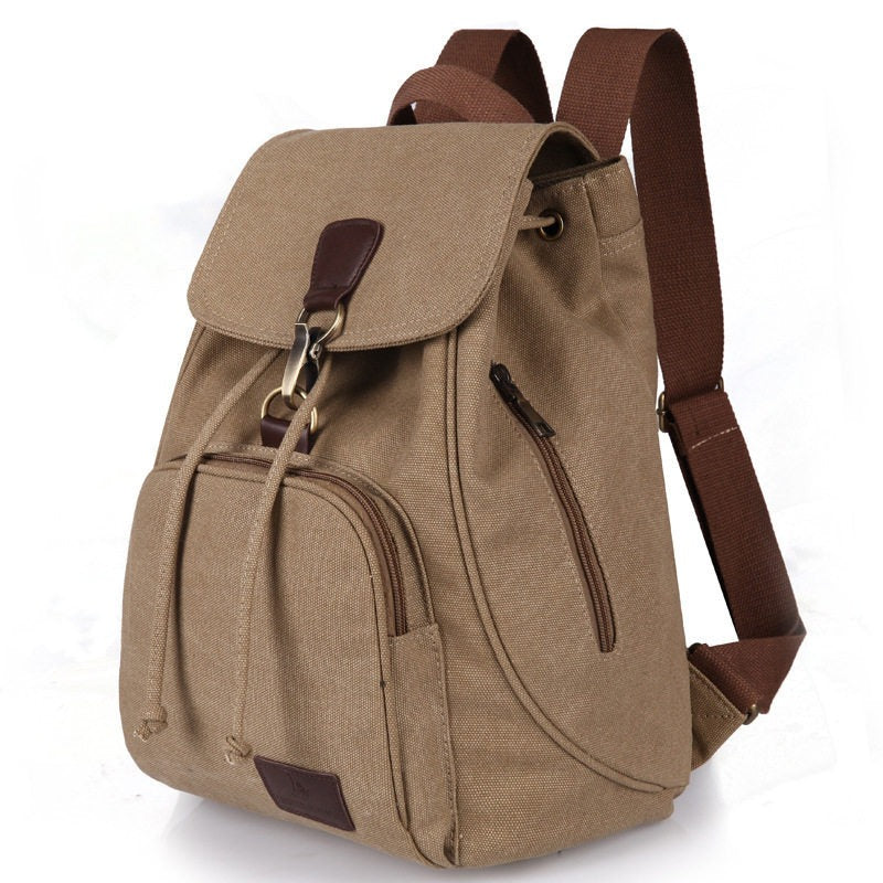 Mochila para mujer de lona resistente diseño vintage con bolsillos - Thérèse