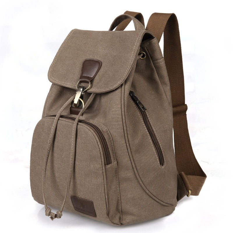 Mochila para mujer de lona resistente diseño vintage con bolsillos - Thérèse