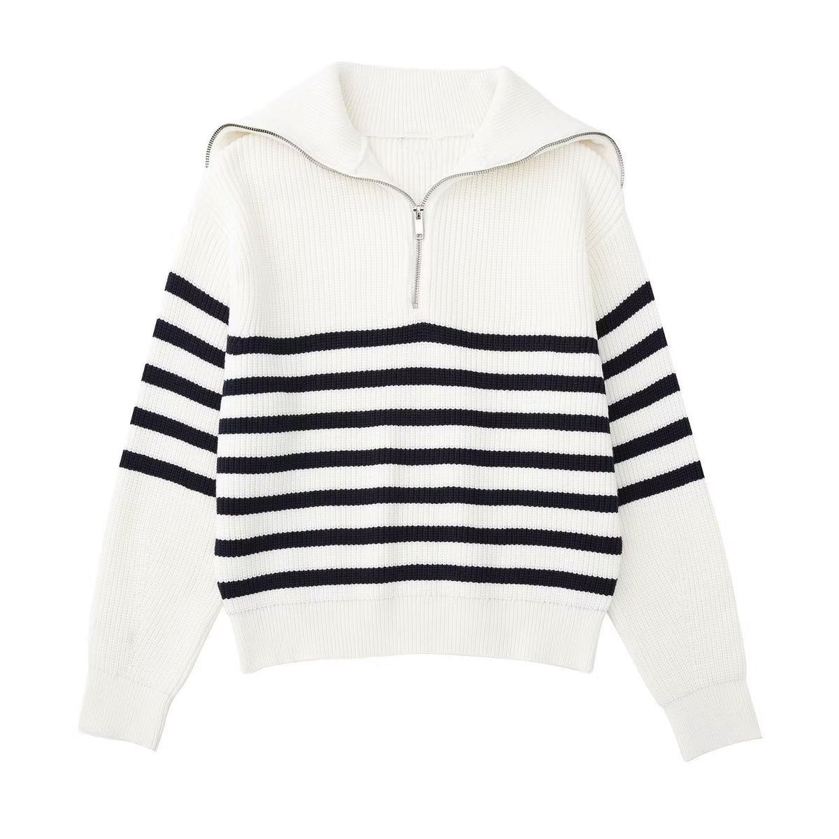 Jersey mujer rayas media cremallera cuello alto - Holly