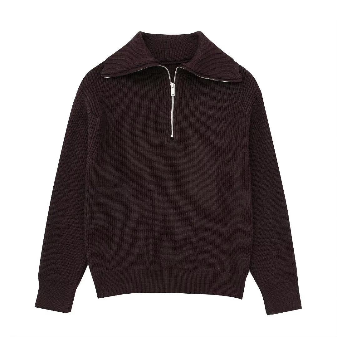 Jersey mujer rayas media cremallera cuello alto - Holly