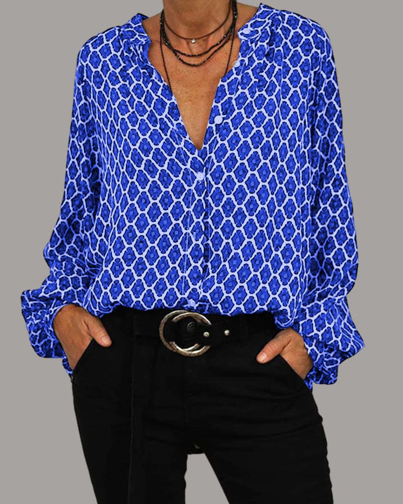 Blusa Geométrica Mujer De Corte Holgado Elegante