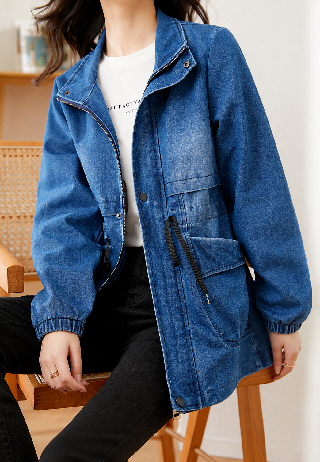 Parka vaquera mujer cintura ajustable bolsillos delanteros - Svea
