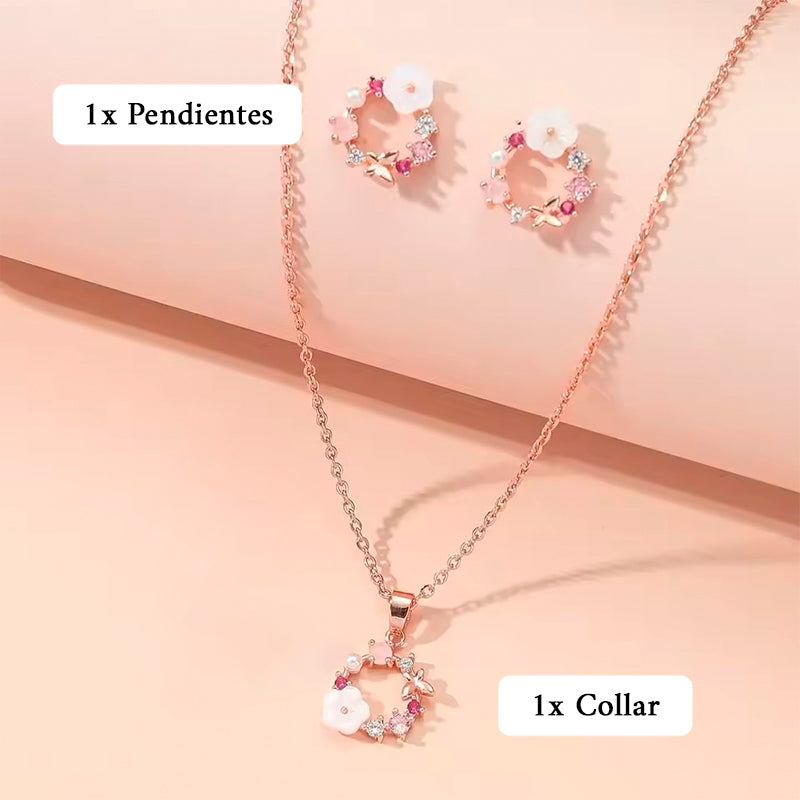 ÉCLAT | Iris™ | Elegante Collar y Pendientes de Flores
