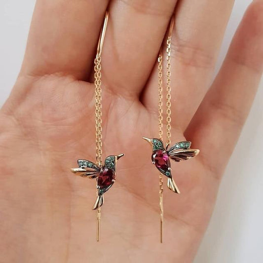 ÉCLAT | Aretes de Colibrí con Esmalte y Zirconias