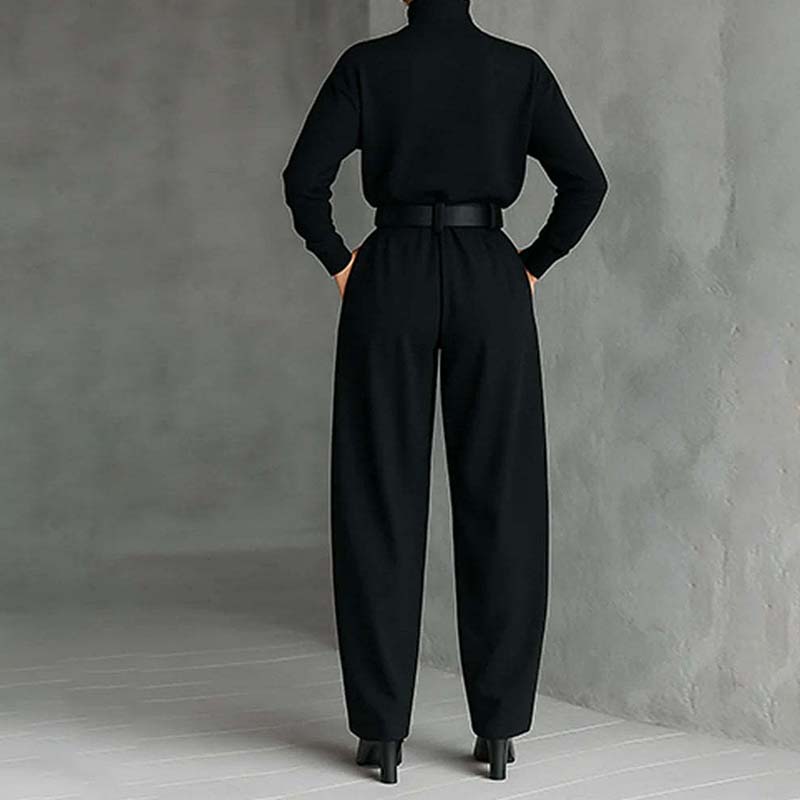 Sofie™ | Conjunto elegante de cuello alto y pantalón ancho con cinturón