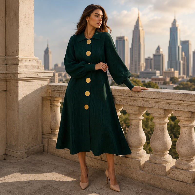 Nela™ | Vestido elegante largo con botones